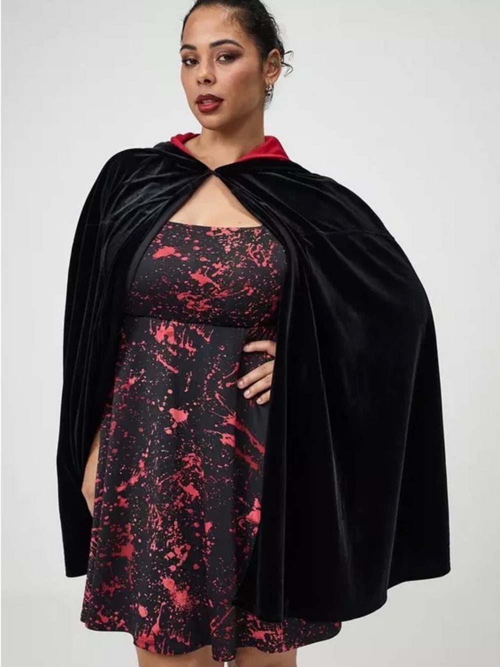torrid Black Halloween Velvet Short Cloak